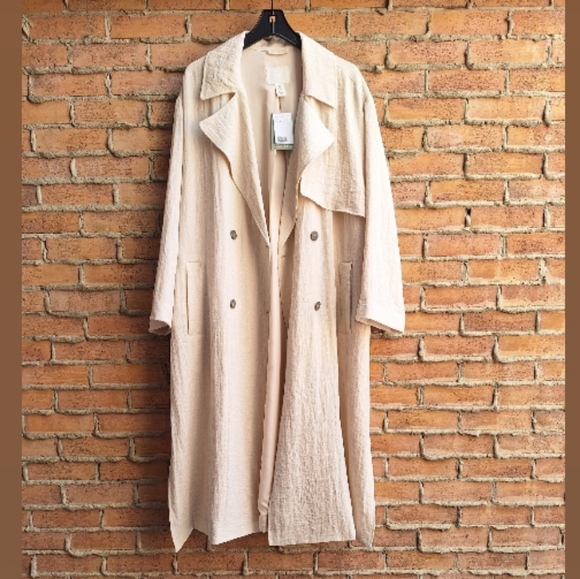 NWT H&M Double-Breadted Trench Coat - Picture 7 of 16